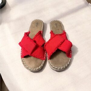 Style & Co. Red Frayed Slide Sandals